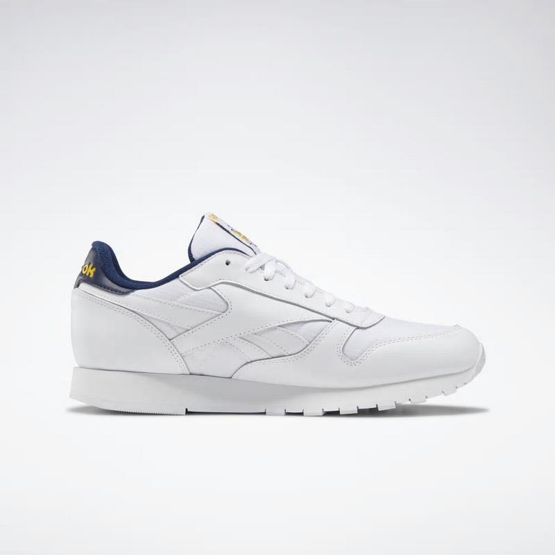 Reebok Classic Leather Tenisky Panske - Biele/Námornícka Modrá/Žlté HY7425SO